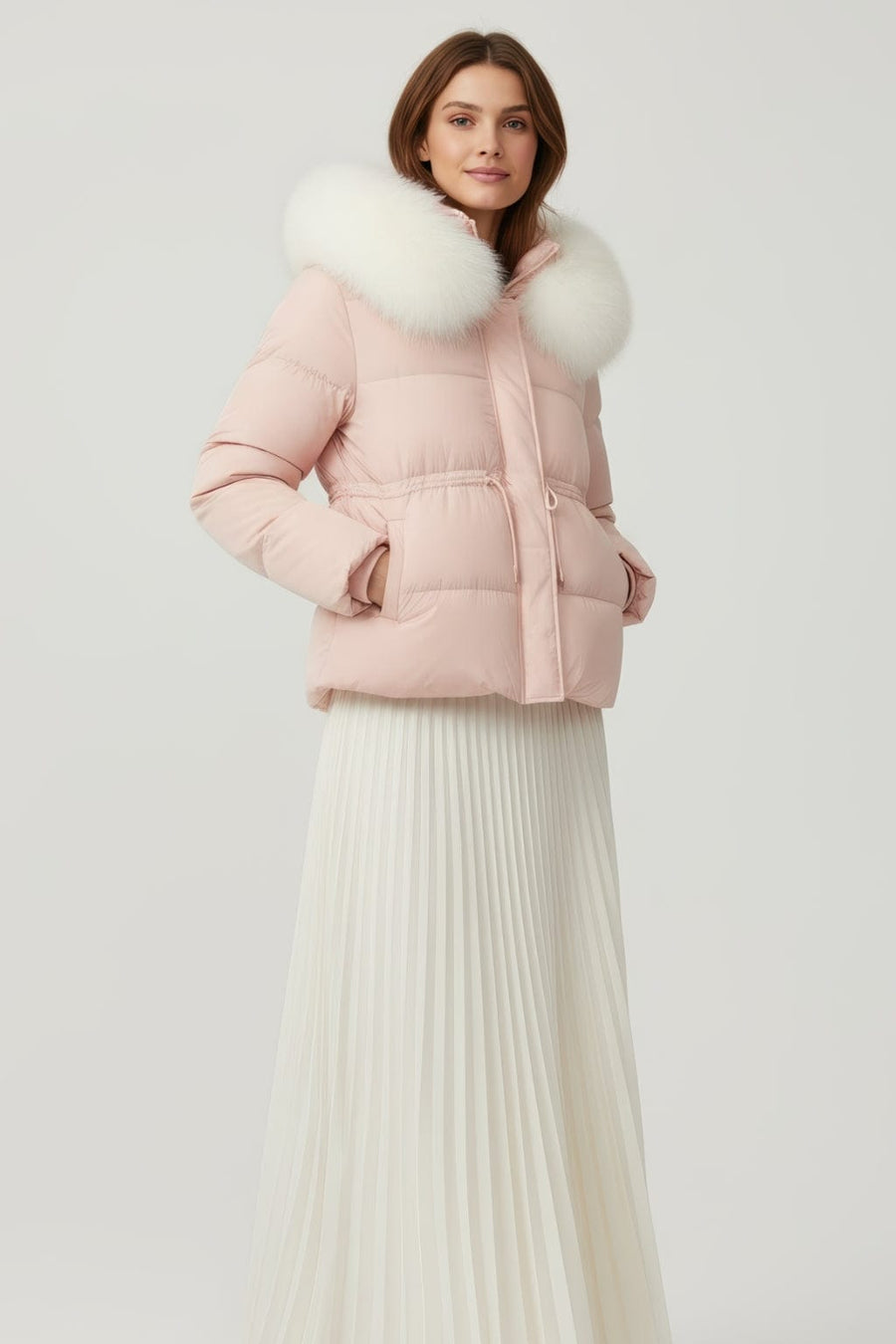 Doudoune fourrure femme rose Héritage fourrure