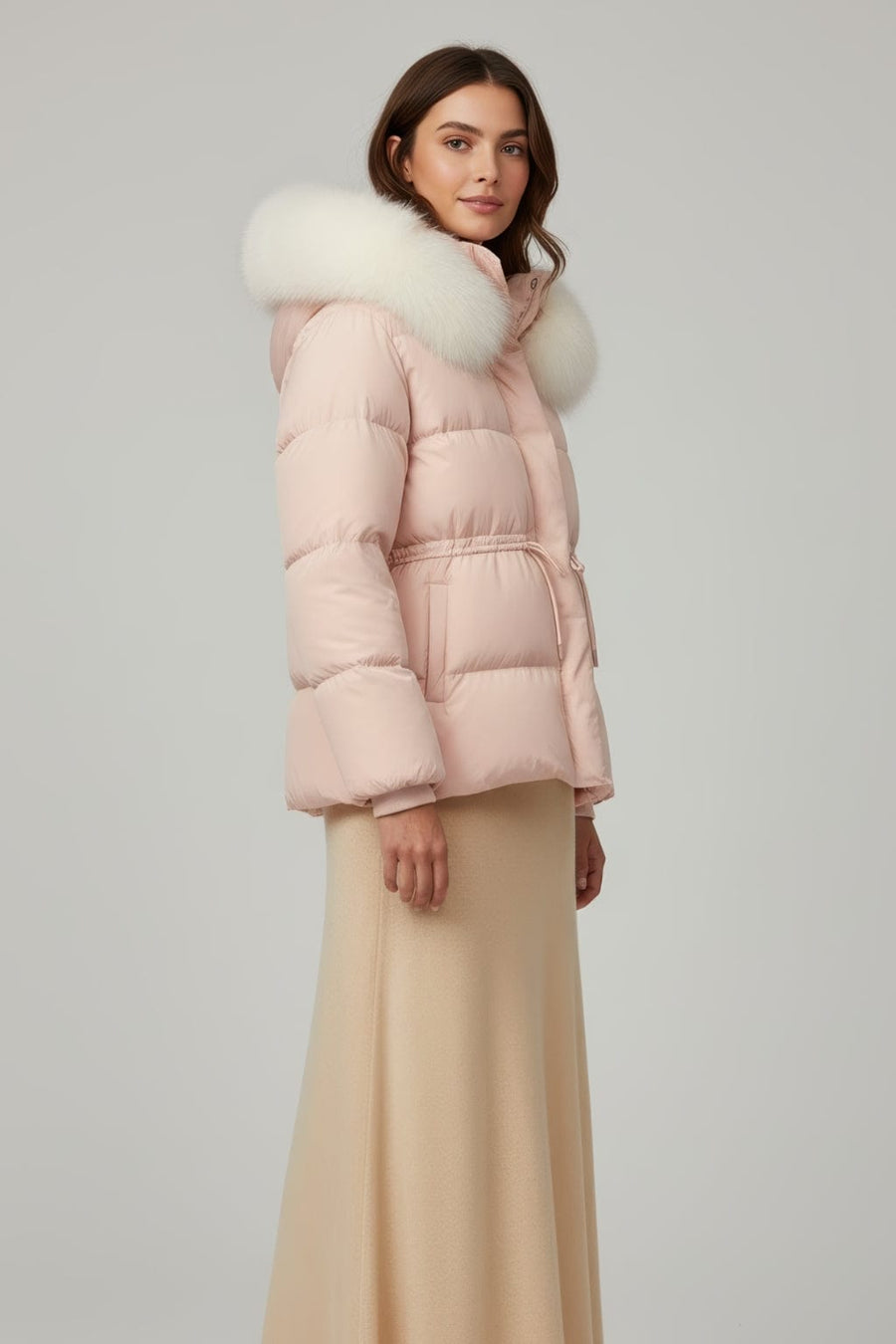 Doudoune fourrure femme rose Héritage fourrure