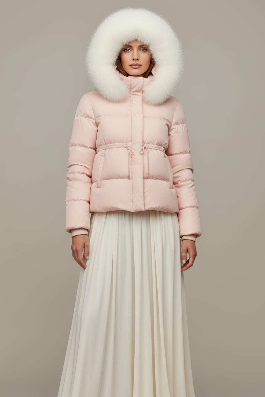Doudoune fourrure femme rose Héritage fourrure