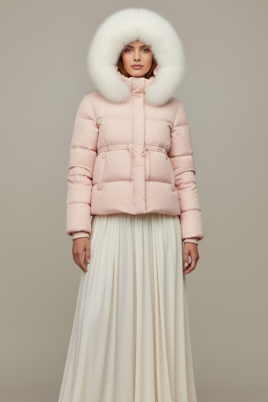 Doudoune fourrure femme rose Héritage fourrure