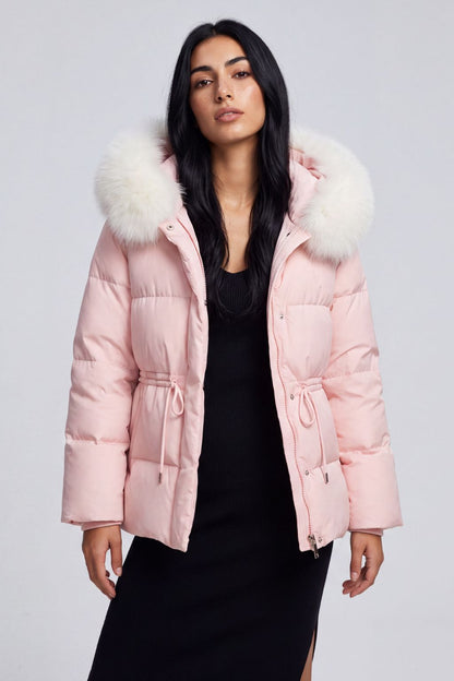 Doudoune fourrure femme rose Héritage fourrure