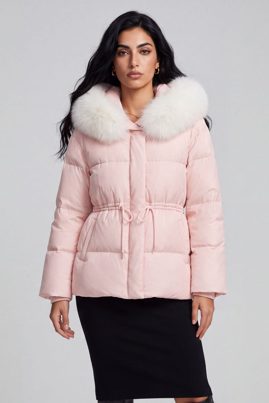 Doudoune fourrure femme rose Héritage fourrure