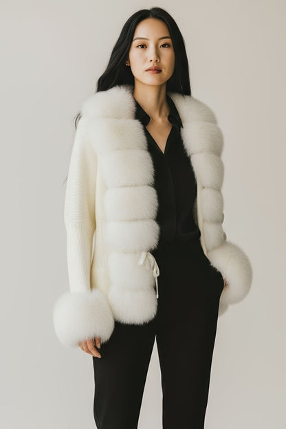 Gilet court en fourrure beige Héritage fourrure