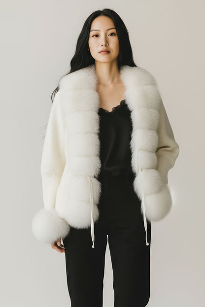 Gilet court en fourrure beige Héritage fourrure