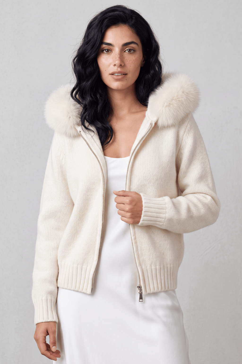 Gilet court en fourrure beige Héritage fourrure