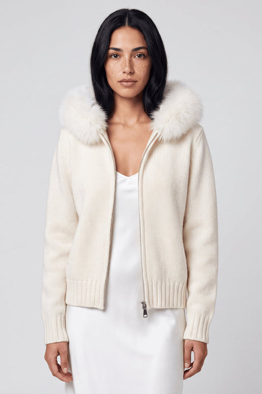 Gilet court en fourrure beige Héritage fourrure