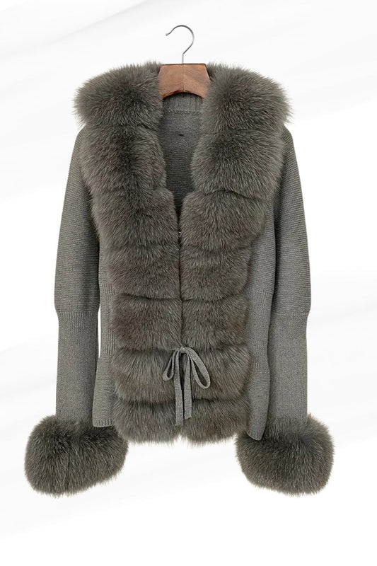 Gilet court en fourrure gris Héritage fourrure