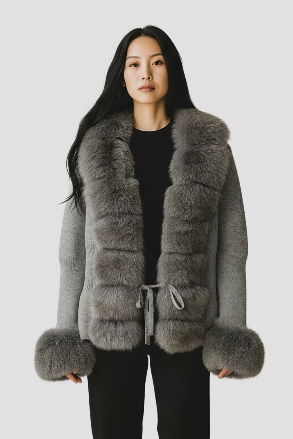 Gilet court en fourrure gris Héritage fourrure