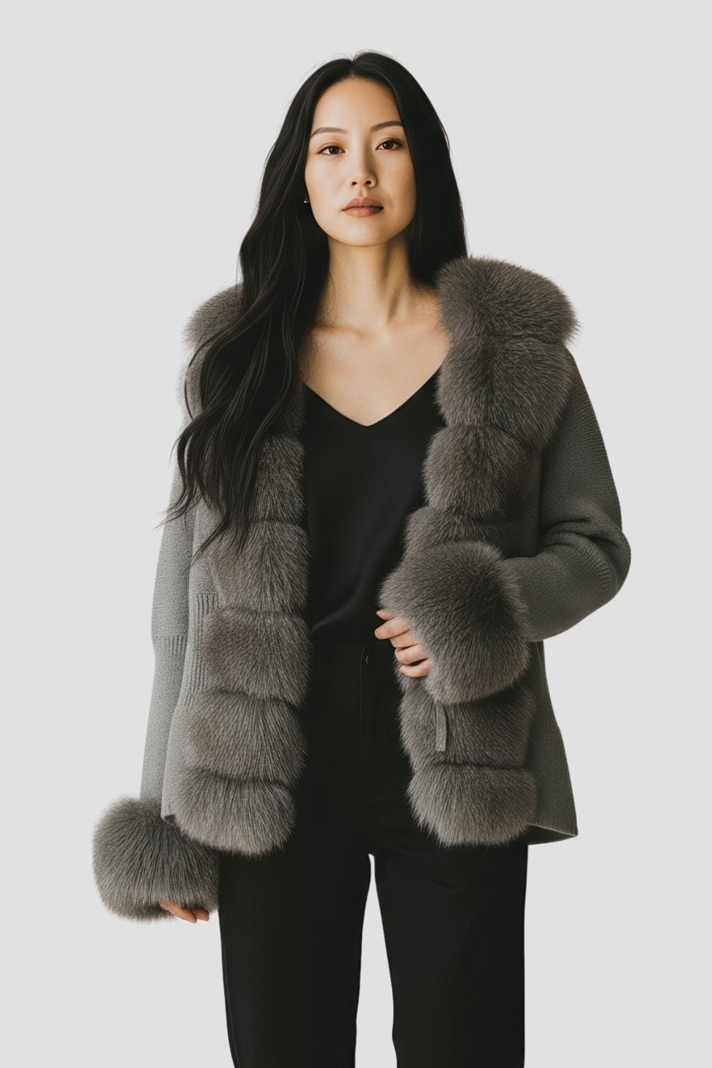 Gilet court en fourrure gris Héritage fourrure