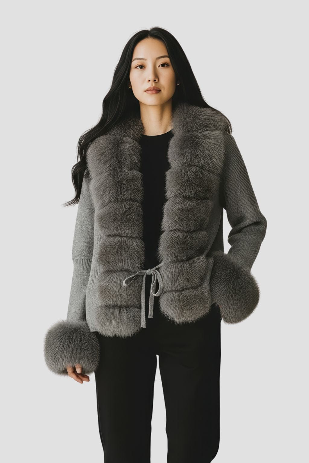 Gilet court en fourrure gris Héritage fourrure