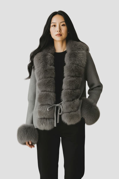 Gilet court en fourrure gris Héritage fourrure