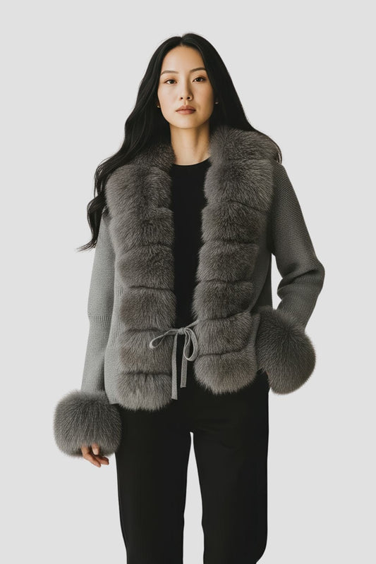 Gilet court en fourrure gris Héritage fourrure