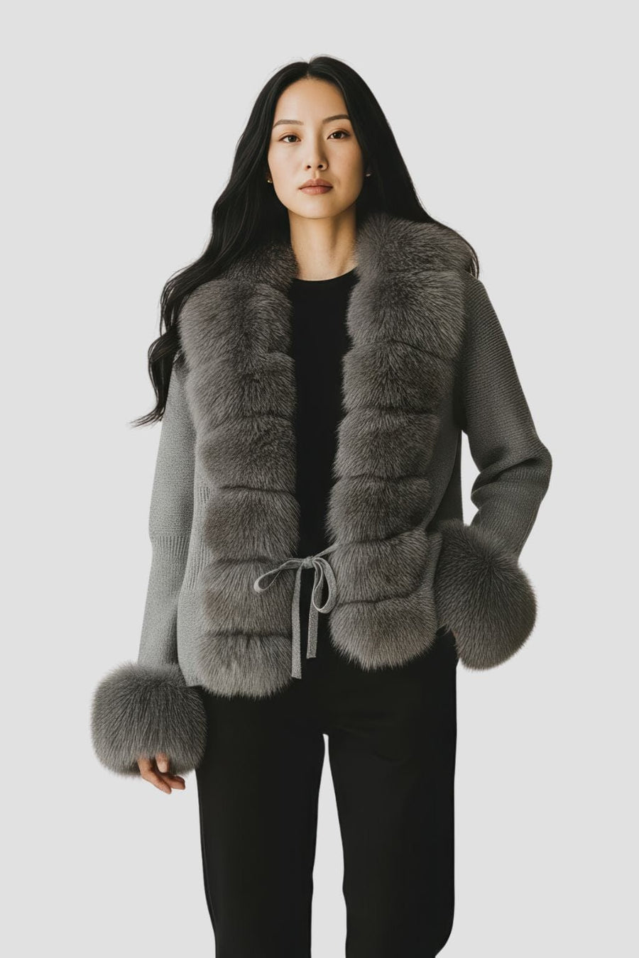 Gilet court en fourrure gris Héritage fourrure