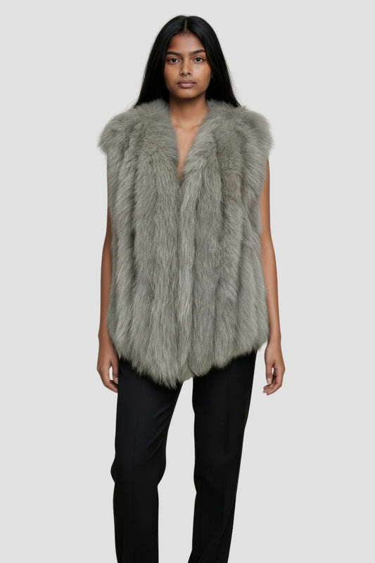 Gilet court en fourrure gris Héritage fourrure