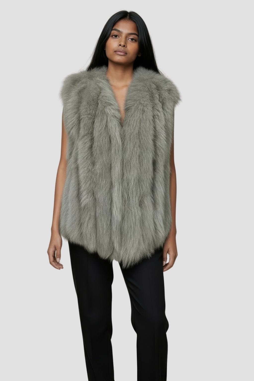 Gilet court en fourrure gris Héritage fourrure