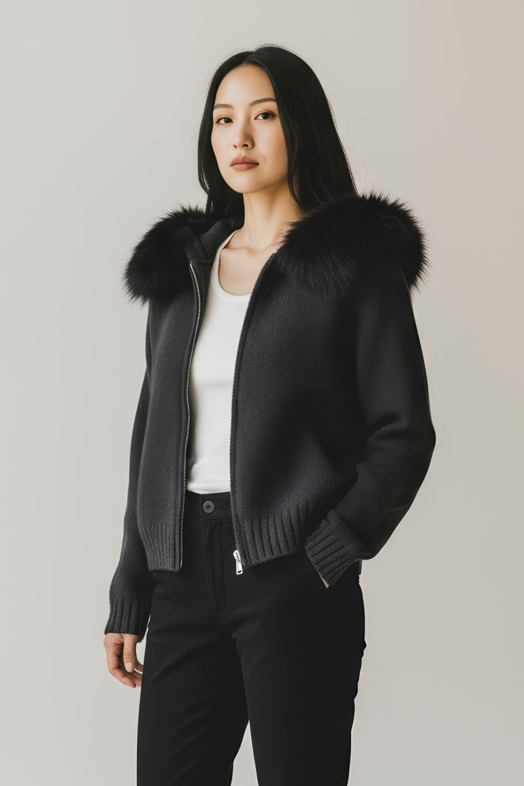 Gilet court en fourrure noir Héritage fourrure