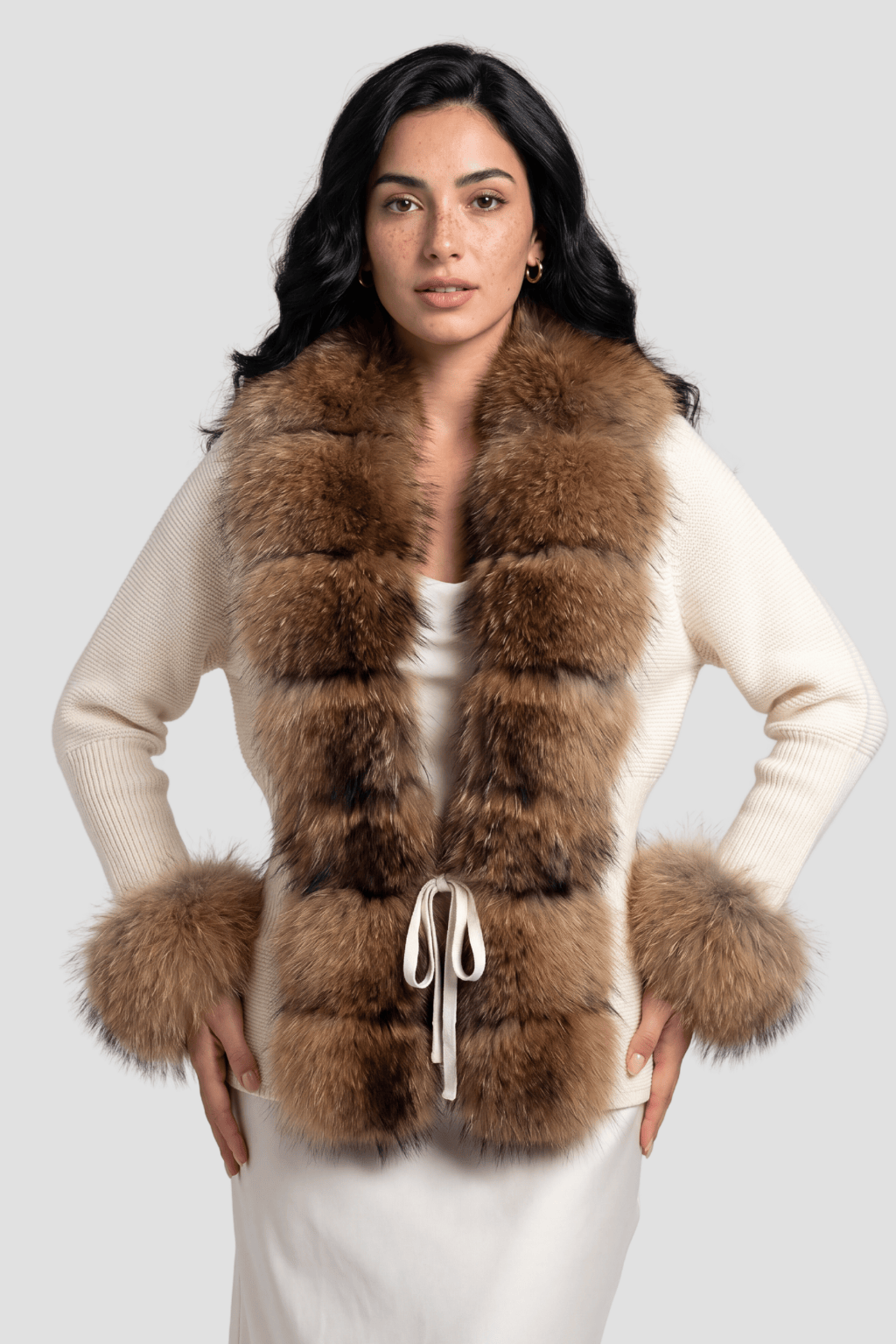 Gilet en fourrure de raton laveur blanc Héritage fourrure