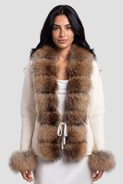 Gilet en fourrure de raton laveur blanc Héritage fourrure