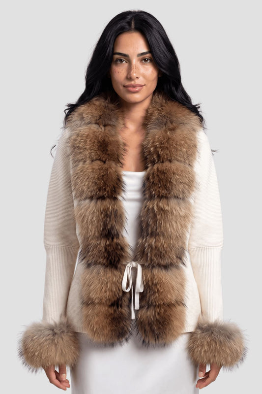 Gilet en fourrure de raton laveur blanc Héritage fourrure