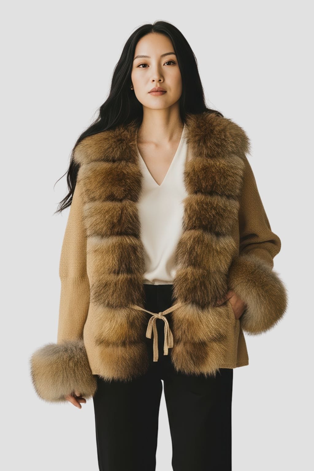 Gilet en fourrure de raton laveur marron Héritage fourrure