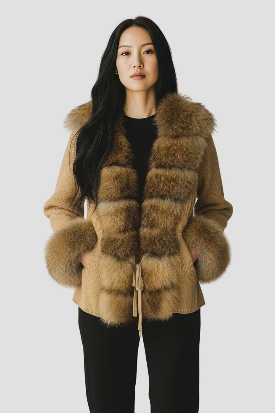 Gilet en fourrure de raton laveur marron Héritage fourrure