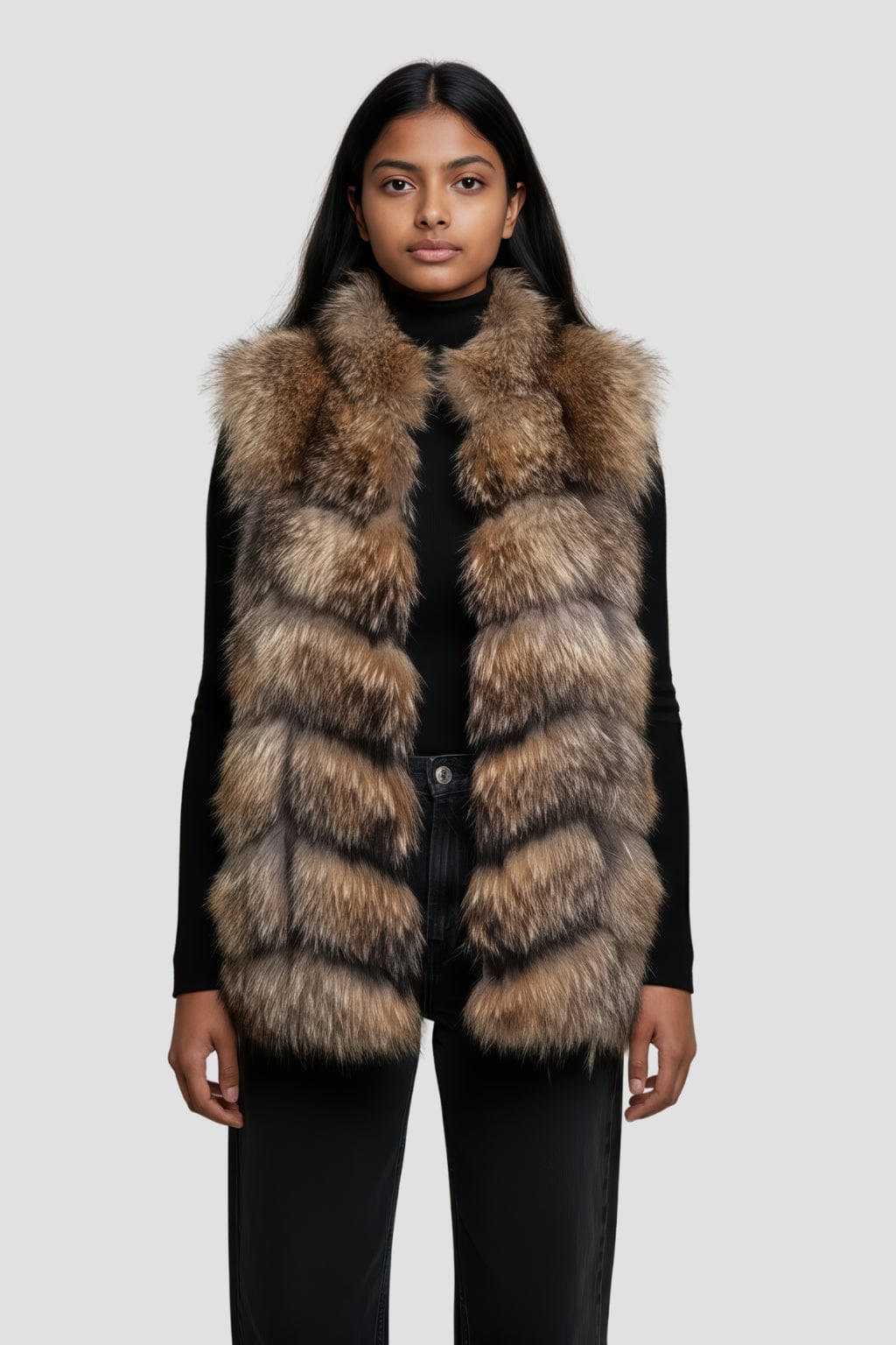 Gilet en fourrure de raton laveur marron Héritage fourrure