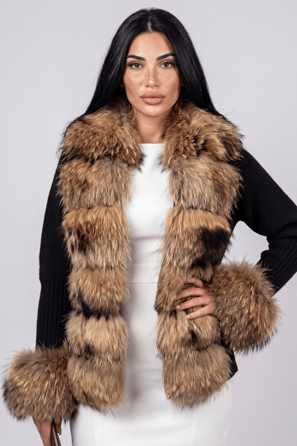 Gilet en fourrure de raton laveur noir Héritage fourrure