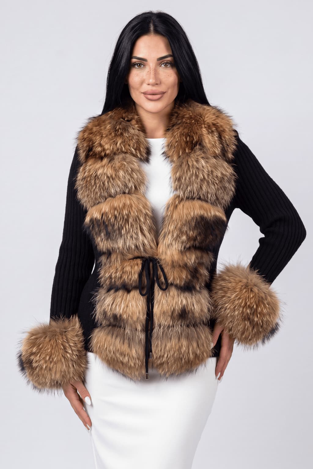 Gilet en fourrure de raton laveur noir Héritage fourrure