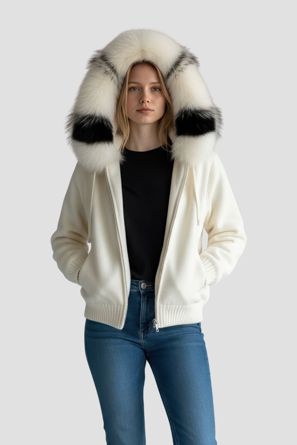 Gilet en fourrure de renard beige Héritage fourrure