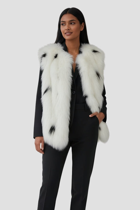 Gilet en fourrure de renard beige Héritage fourrure