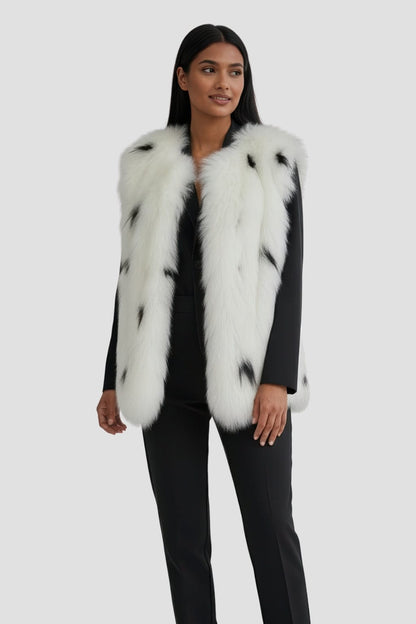 Gilet en fourrure de renard beige Héritage fourrure
