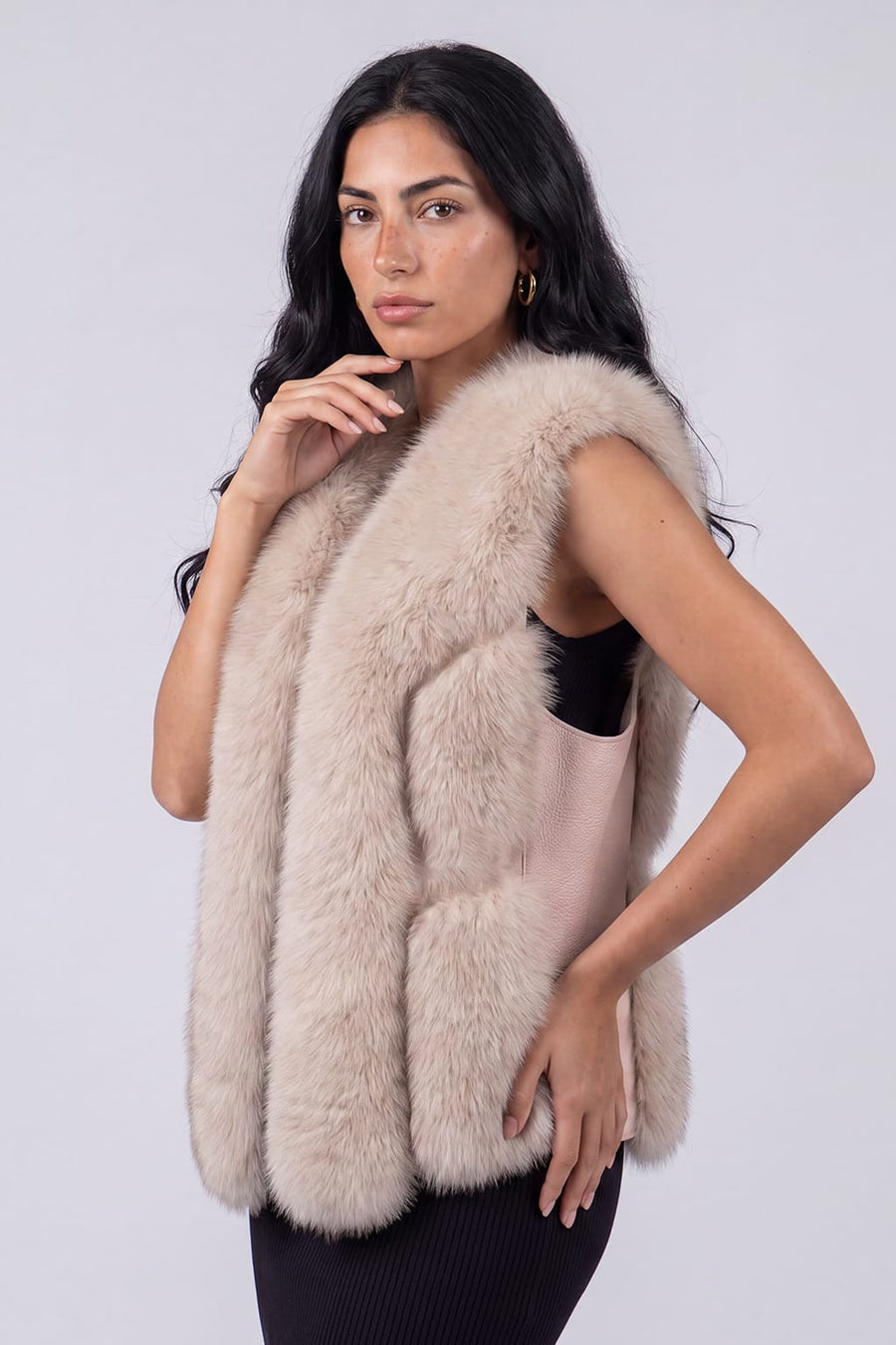 Gilet en fourrure de renard beige Héritage fourrure