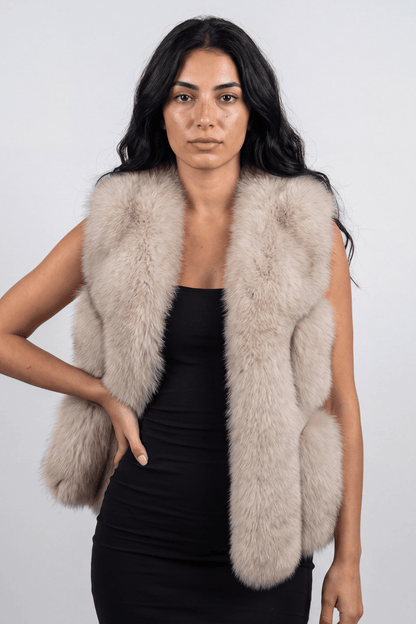 Gilet en fourrure de renard beige Héritage fourrure