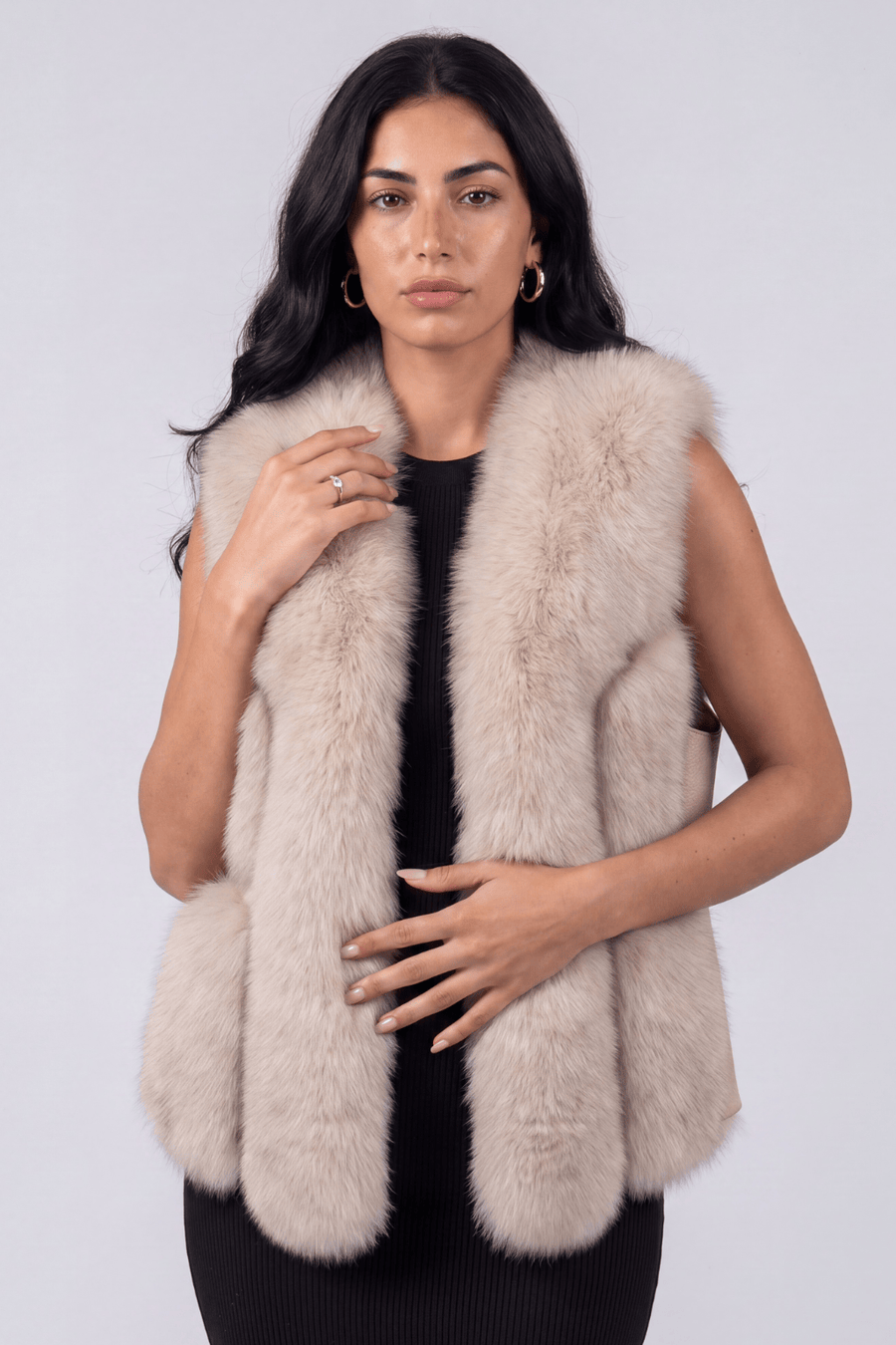 Gilet en fourrure de renard beige Héritage fourrure