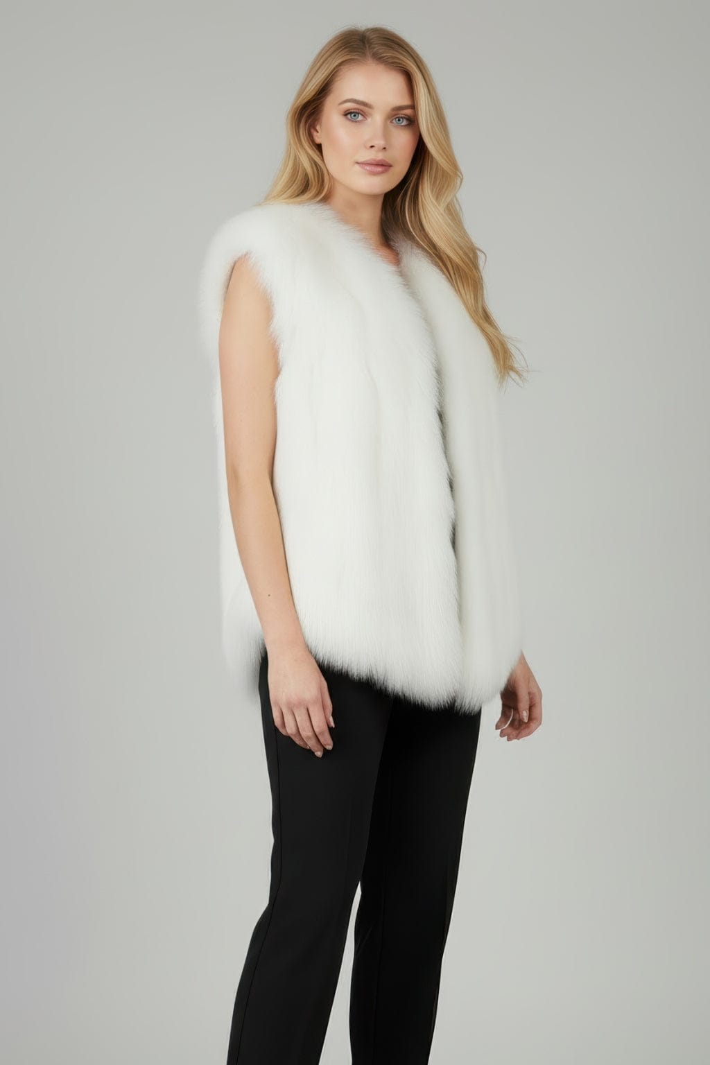 Gilet en fourrure de renard blanc Héritage fourrure