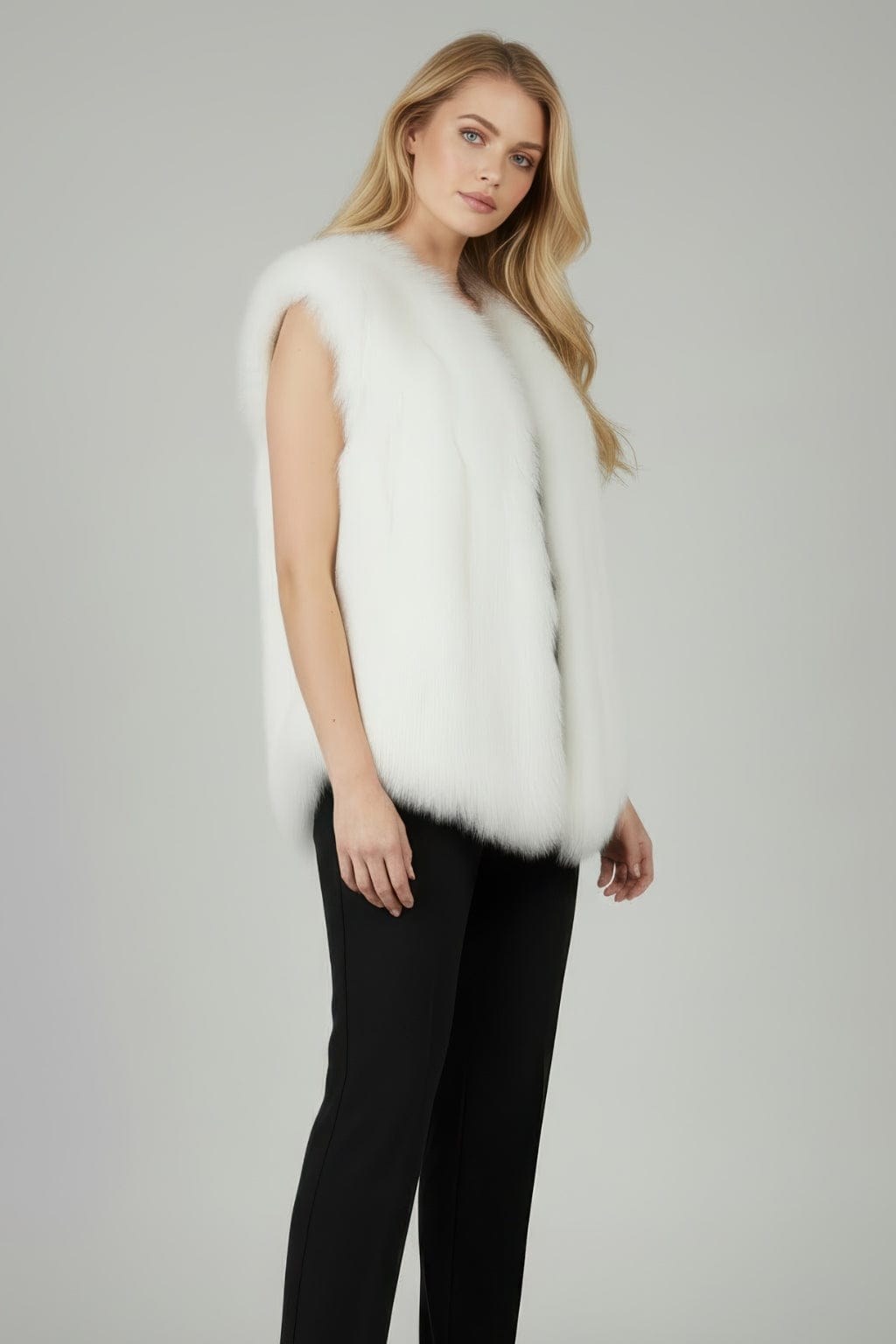 Gilet en fourrure de renard blanc Héritage fourrure