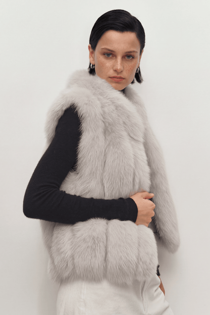 Gilet en fourrure de renard blanc Héritage fourrure
