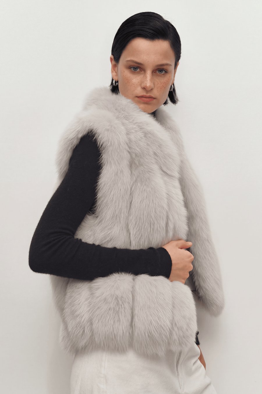 Gilet en fourrure de renard blanc Héritage fourrure
