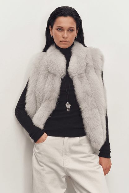 Gilet en fourrure de renard blanc Héritage fourrure