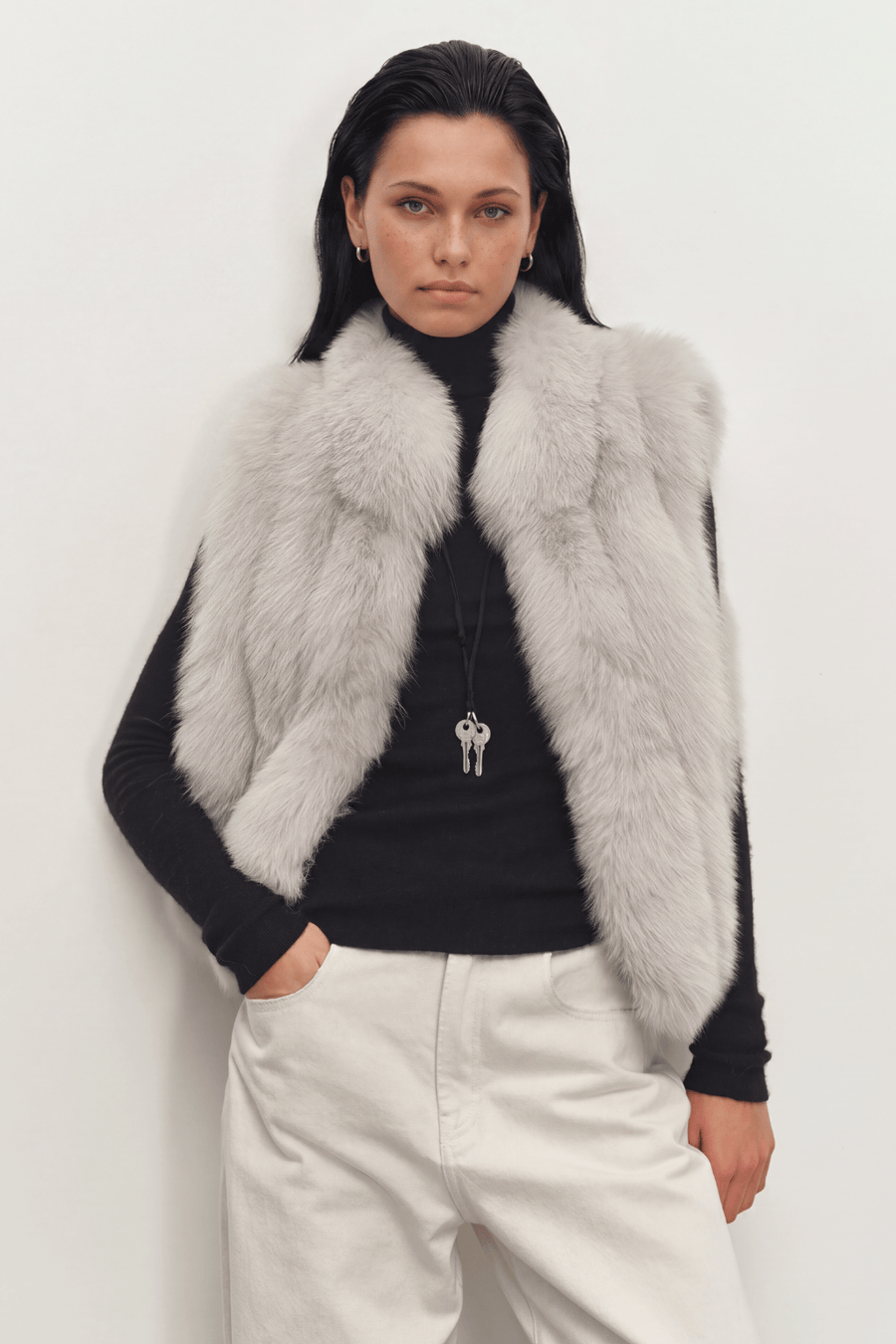 Gilet en fourrure de renard blanc Héritage fourrure