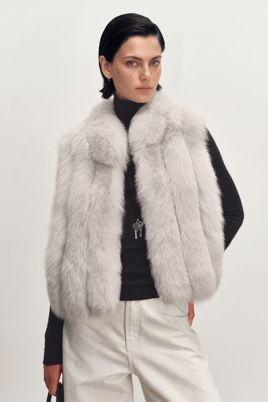 Gilet en fourrure de renard blanc Héritage fourrure