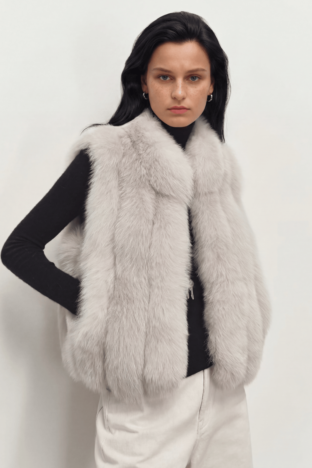 Gilet en fourrure de renard blanc Héritage fourrure
