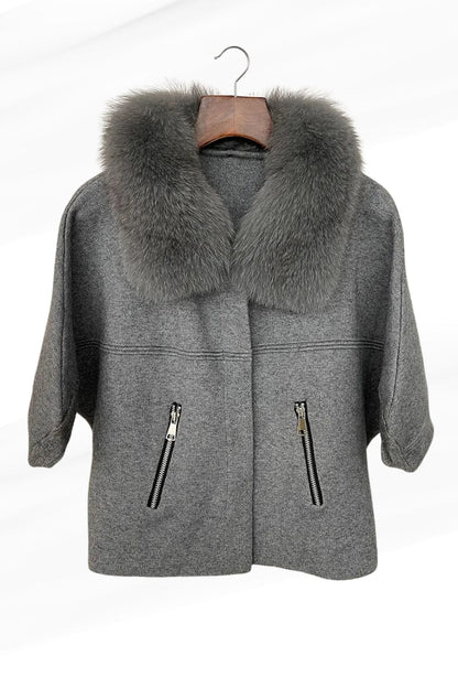 Gilet en fourrure de renard gris Héritage fourrure