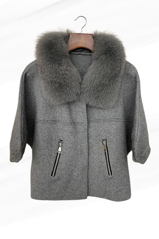 Gilet en fourrure de renard gris Héritage fourrure
