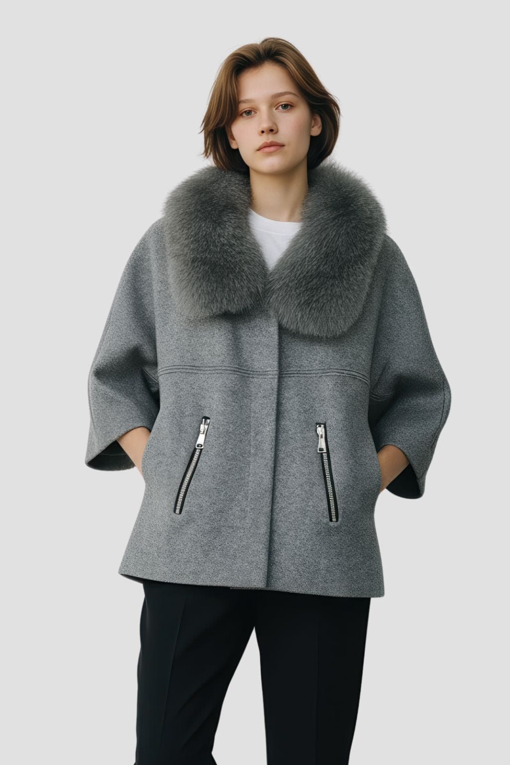 Gilet en fourrure de renard gris Héritage fourrure