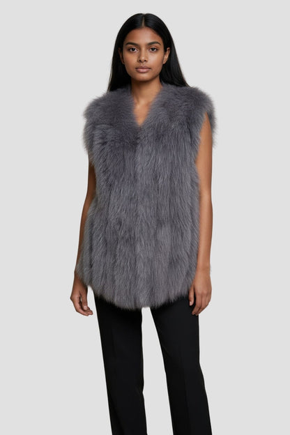 Gilet en fourrure de renard gris Héritage fourrure