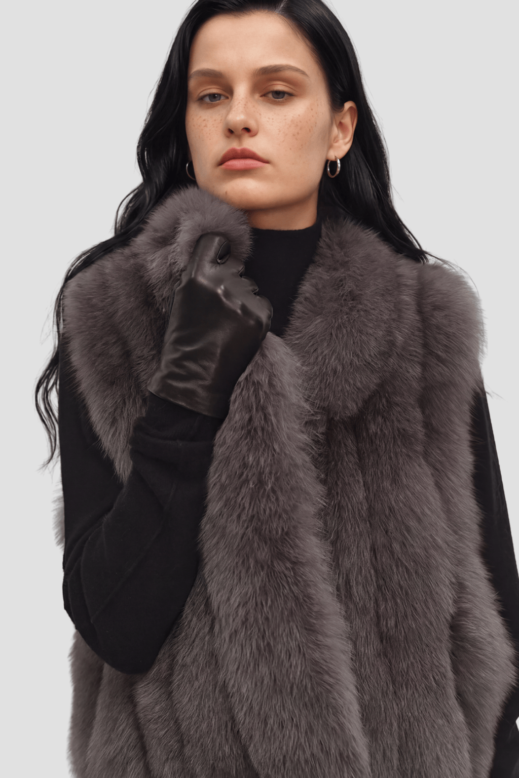 Gilet en fourrure de renard gris Héritage fourrure
