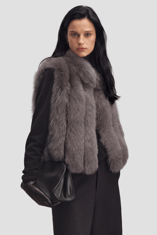 Gilet en fourrure de renard gris Héritage fourrure