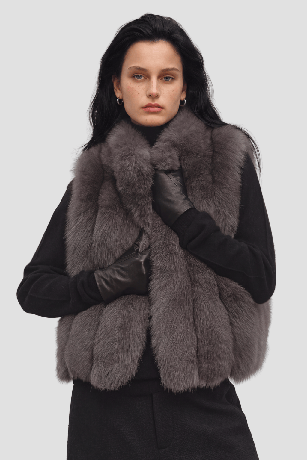 Gilet en fourrure de renard gris Héritage fourrure