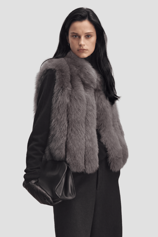 Gilet en fourrure de renard gris Héritage fourrure